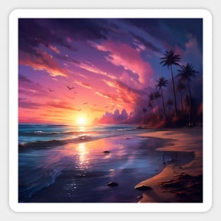 Ocean Beach Sunset Landscape Magnet